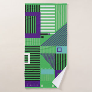 Retro vintage memphis fashion style pattern. Illus Bath Towel