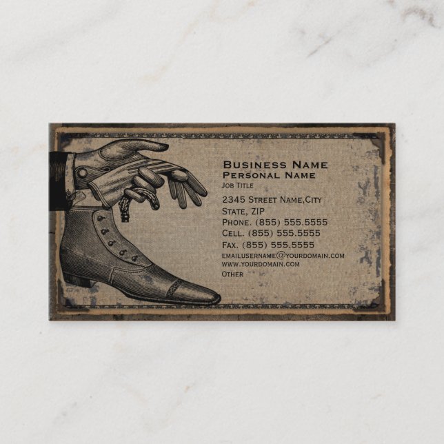 Retro Vintage Men's Fashion Shoes Business Card (Front)