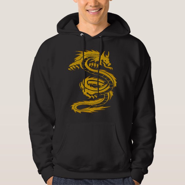 Retro Vintage Men's Graphic Dragon Hoodie (Front)