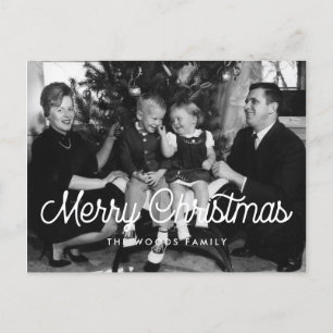 Retro vintage Merry Christmas family photo Postcard