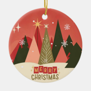 Retro/Vintage Merry Christmas tree Ceramic Tree Decoration