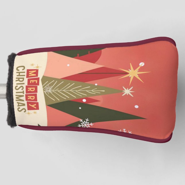 Retro/Vintage Merry Christmas tree Golf Head Cover (Front)