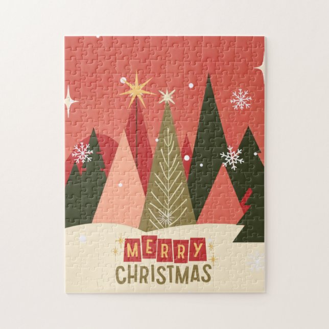 Retro/Vintage Merry Christmas tree Jigsaw Puzzle (Vertical)