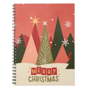 Retro/Vintage Merry Christmas tree Notebook