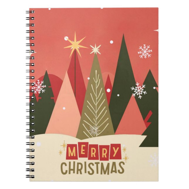 Retro/Vintage Merry Christmas tree Notebook (Front)