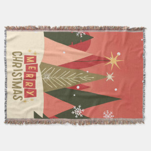 Retro/Vintage Merry Christmas tree Throw Blanket