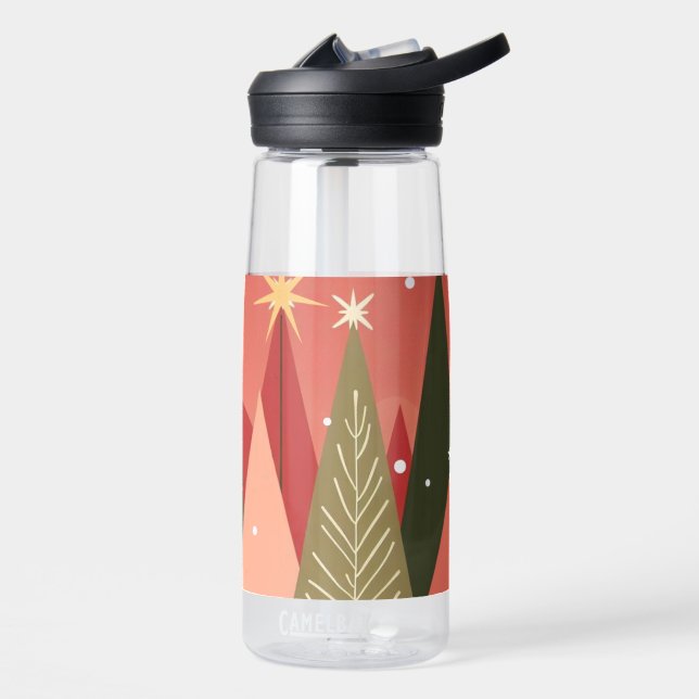 Retro/Vintage Merry Christmas tree Water Bottle (Left)