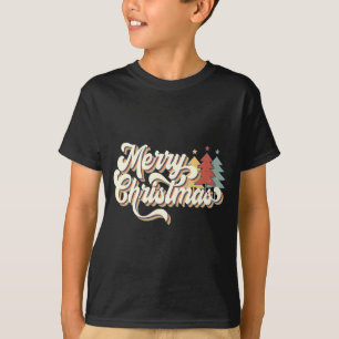 Retro Vintage Merry Christmas Tygraphy T-Shirt