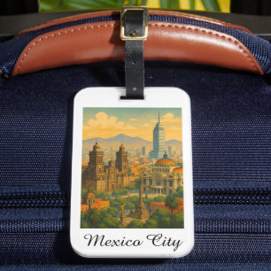 Retro Vintage Mexico City CDMX Travel Luggage Tag