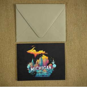 Retro Vintage Michigan State Map Postcard