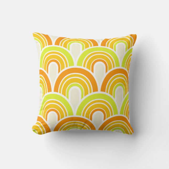 retro vintage mid century circle arches pattern cushion (Front)
