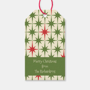 Retro Vintage Mid-Century Merry Christmas Stars Gift Tags