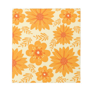 Retro Vintage Mid Century Orange Flower Pattern Notepad
