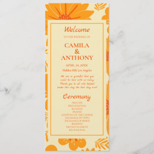 Retro Vintage Mid Century Orange Flower Pattern Programme