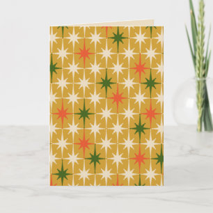  Retro Vintage Mid-Century Star Patterns Ochre Card