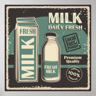 retro vintage milk business  poster