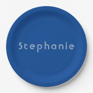 Retro Vintage Minimalist Modern Blue Paper Plate