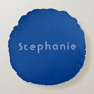 Retro Vintage Minimalist Modern Blue Round Cushion