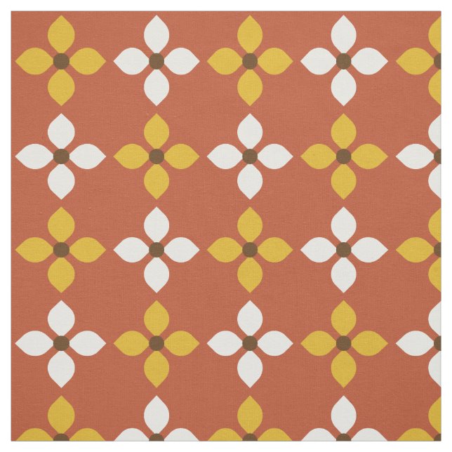 Retro Vintage Mod Floral Pattern Fabric (Swatch)