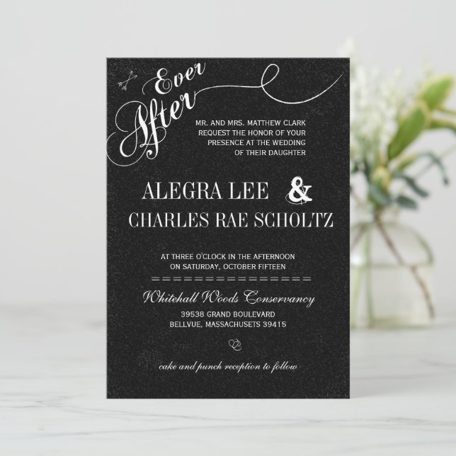 Retro Vintage Modern Ever After Chalkboard  Invitation (Standing Front)
