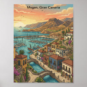 Retro Vintage Mogan Gran Canaria Canary Islands Poster