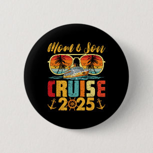 Retro Vintage Mom And Son Cruise 2025 Mama Mothers 6 Cm Round Badge