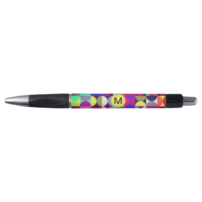 Retro Vintage monogrammed Colourful Teacher Pen (Front)