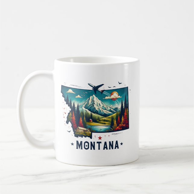 Retro Vintage Montana State Map Coffee Mug (Left)