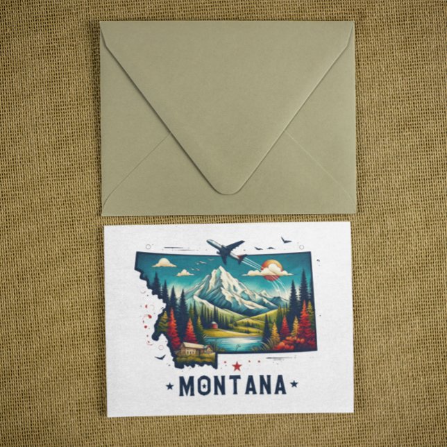 Retro Vintage Montana State Map Postcard (montana usa retro vintage postcard)