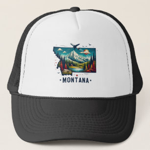 Retro Vintage Montana State Map Trucker Hat