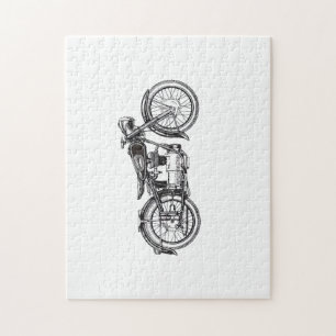 Retro Vintage Motorcycle _ I Love My Motorcycle Jigsaw Puzzle
