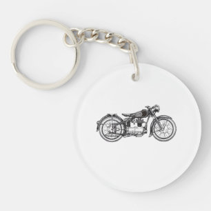 Retro Vintage Motorcycle _ I Love My Motorcycle Key Ring