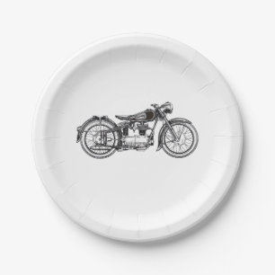 Retro Vintage Motorcycle _ I Love My Motorcycle Paper Plate