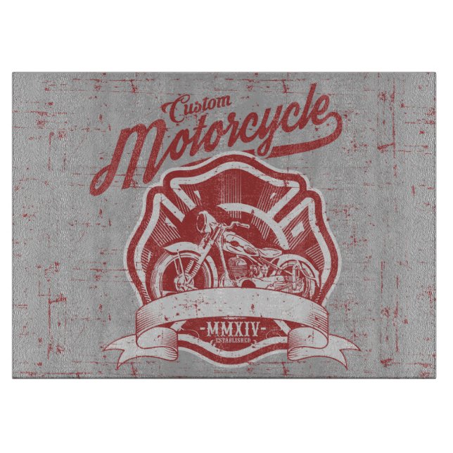 Retro Vintage Motorcyle Design Cutting Board (Front)