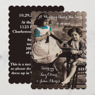 Retro Vintage Movie Themed Wedding Invitations