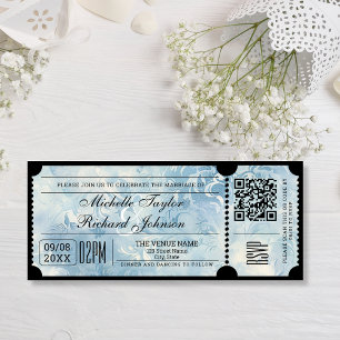 Retro Vintage Movie Ticket with RSVP QR Code Invitation