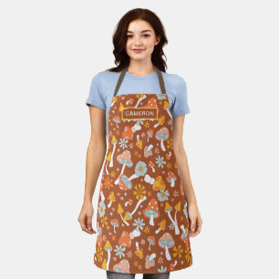 Retro Vintage Mushroom Flower Pattern Apron