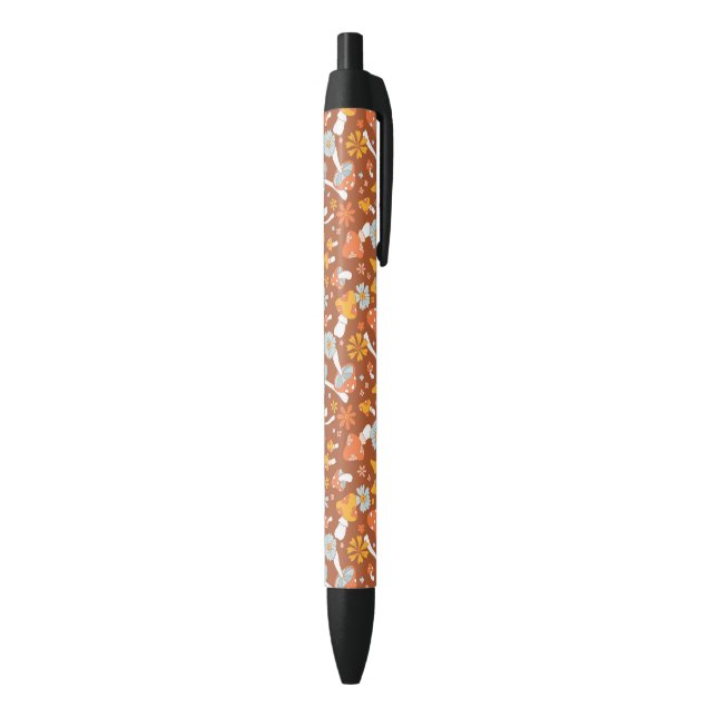 Retro Vintage Mushroom Flower Pattern Black Ink Pen (Bottom (Vertical))
