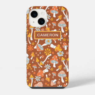 Retro Vintage Mushroom Flower Pattern iPhone 14 Case