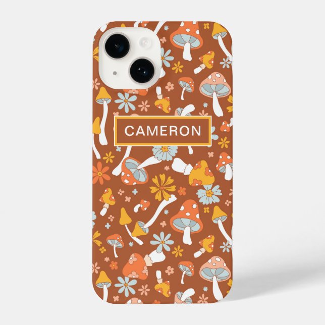 Retro Vintage Mushroom Flower Pattern iPhone Case (Back)