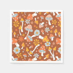 Retro Vintage Mushroom Flower Pattern Napkin