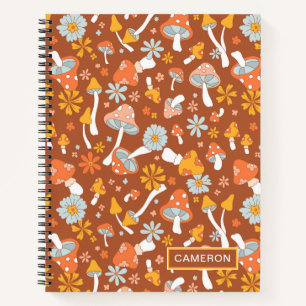 Retro Vintage Mushroom Flower Pattern Notebook