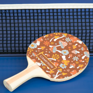 Retro Vintage Mushroom Flower Pattern Ping Pong Paddle