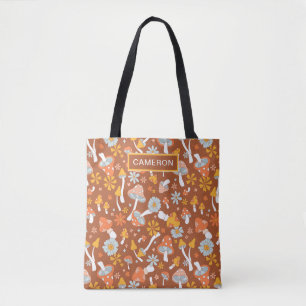 Retro Vintage Mushroom Flower Pattern Tote Bag