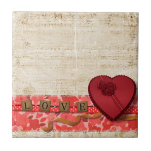 Retro Vintage Music Note Sheet Art Tile