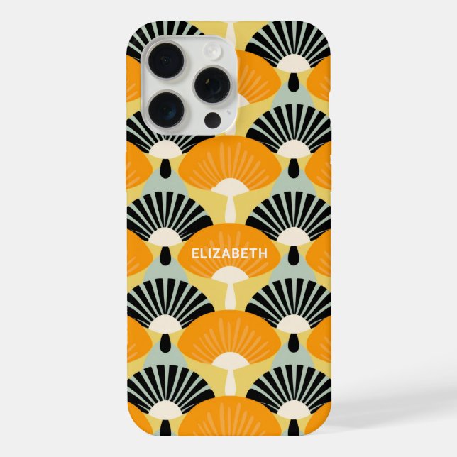 Retro Vintage Mustard Black Pattern Personalised iPhone Case (Back)