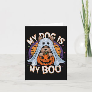 Retro Vintage My Dog Is My Boo Halloween Ghost Dog Card
