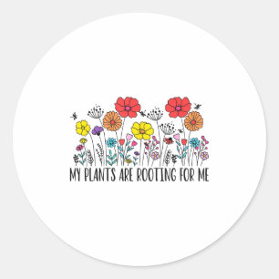 Retro Vintage My Plants Are Rooting For Me Plant L Classic Round Sticker
