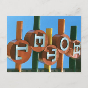 Retro Vintage Neon Hotel/Motel Sign Postcard