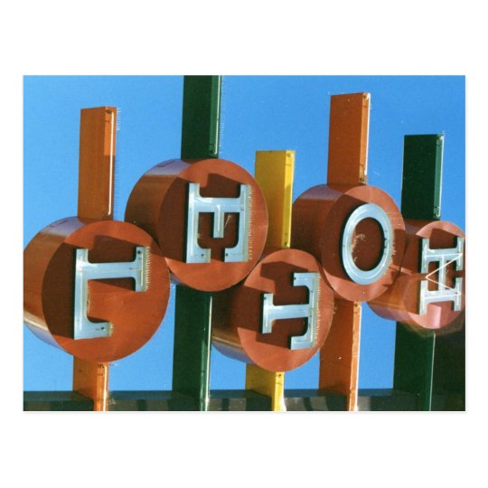 Retro Vintage Neon Hotel/Motel Sign Postcard
